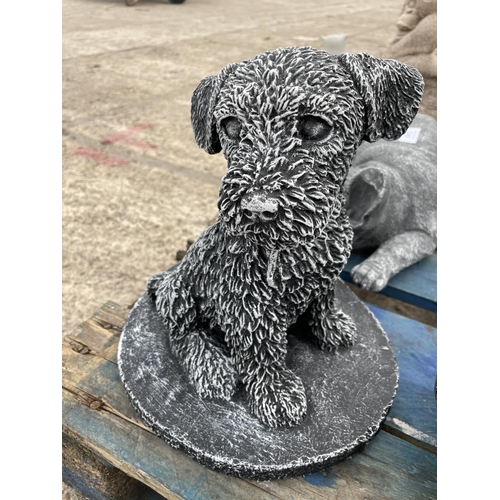 244 - A CONCRETE GARDEN ORNAMENT IN A FORM OF A PUPPY DOG 26CM TALL NO VAT