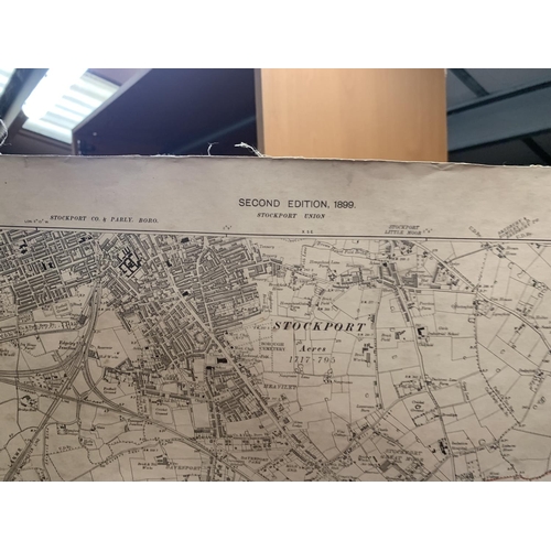 331 - AN ANTIQUARIAN SECOND EDITION 1899 ORDNANCE SURVEY MAP OF STOCKPORT UNION, CHESHIRE AND DERBYSHIRE P... 