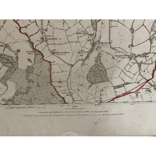 332 - AN ANTIQUARIAN ORDNANCE SURVEY MAP OF STOCKPORT (DISLEY) CHESHIRE, A REVISION OF 1907 WITH ADDITIONS... 