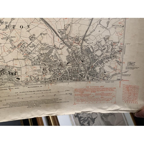 332 - AN ANTIQUARIAN ORDNANCE SURVEY MAP OF STOCKPORT (DISLEY) CHESHIRE, A REVISION OF 1907 WITH ADDITIONS... 