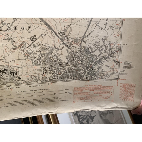 332 - AN ANTIQUARIAN ORDNANCE SURVEY MAP OF STOCKPORT (DISLEY) CHESHIRE, A REVISION OF 1907 WITH ADDITIONS... 