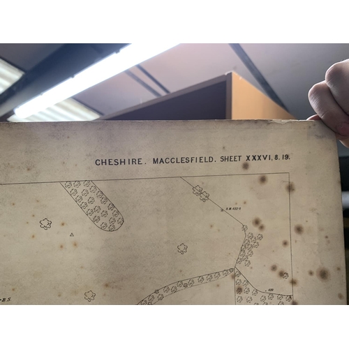 334 - AN ANTIQUARIAN 1874 ORDNANCE SURVEY MAP OF MACCLESFIELD DIVISON, CHESHIRE, A REVISION OF 1907 WITH A... 