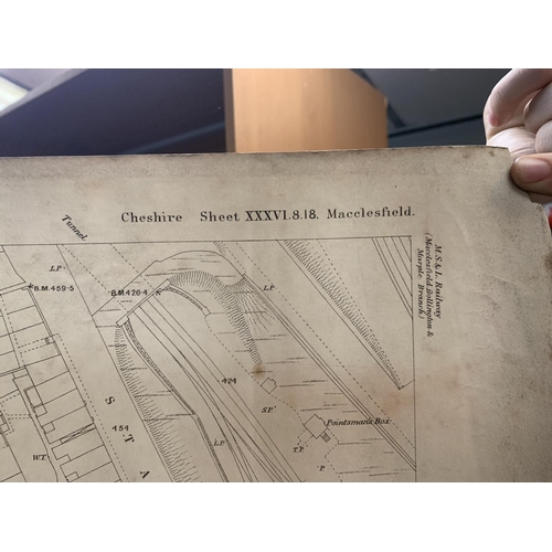 334 - AN ANTIQUARIAN 1874 ORDNANCE SURVEY MAP OF MACCLESFIELD DIVISON, CHESHIRE, A REVISION OF 1907 WITH A... 