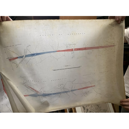 336 - FOUR VINTAGE MAPS OF THE MACCLESFIELD AND LEEK RAILWAY TO INCLUDE THE PARISHES OF PRESTBURY, UPTON, ... 