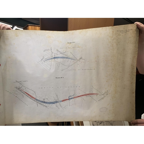 336 - FOUR VINTAGE MAPS OF THE MACCLESFIELD AND LEEK RAILWAY TO INCLUDE THE PARISHES OF PRESTBURY, UPTON, ... 