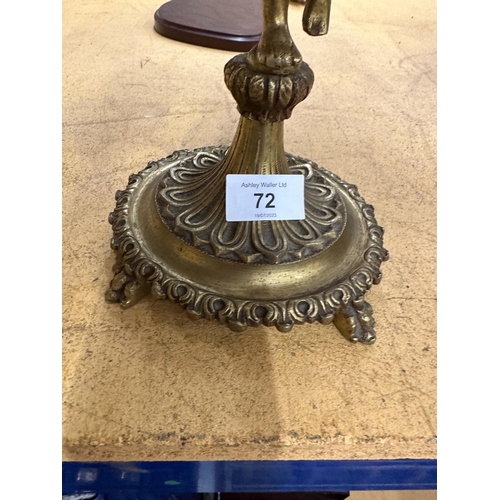 72 - A VINTAGE ORMOLU GILT CHERUB TABLE LAMP AND SHADE