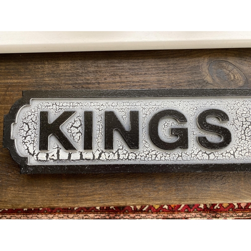 111 - A WOODEN KINGS ROAD STREET SIGN, LENGTH 78CM