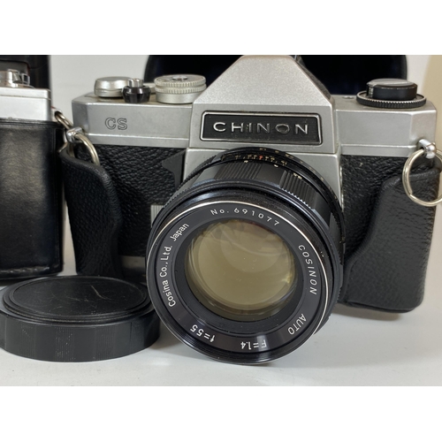 123 - TWO VINTAGE CASED CAMERAS - PRAKTICA LTL 3 FITTED WITH CARL ZEISS JENA TESSAR 2.8/50MM LENS AND A CH... 