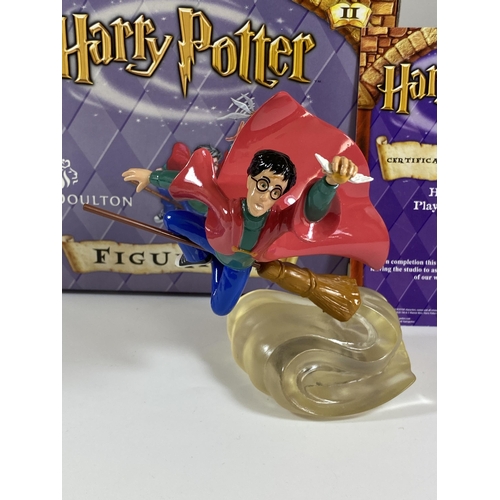 709 - A BOXED ROYAL DOULTON HARRY POTTER PLAYING QUIDDITCH HPFIG22 FIGURE WITH CERTIFICATE