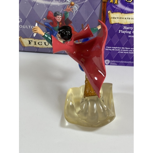 709 - A BOXED ROYAL DOULTON HARRY POTTER PLAYING QUIDDITCH HPFIG22 FIGURE WITH CERTIFICATE