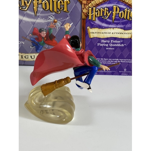 709 - A BOXED ROYAL DOULTON HARRY POTTER PLAYING QUIDDITCH HPFIG22 FIGURE WITH CERTIFICATE