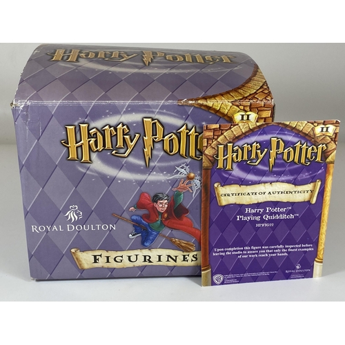 709 - A BOXED ROYAL DOULTON HARRY POTTER PLAYING QUIDDITCH HPFIG22 FIGURE WITH CERTIFICATE