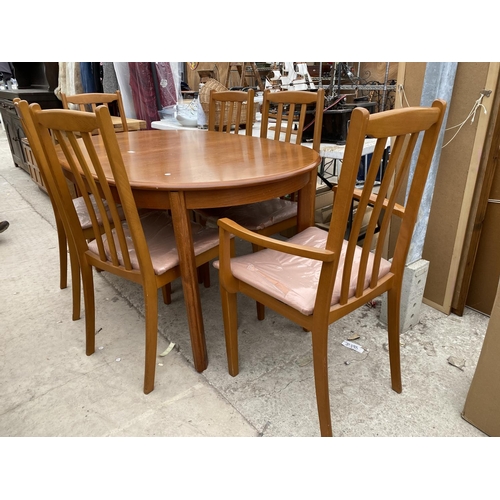 2821 - A 'MORRIS OF GLASGOW' RETRO TEAK EXTENDING DINING TABLE, 56