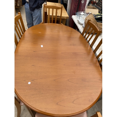 2821 - A 'MORRIS OF GLASGOW' RETRO TEAK EXTENDING DINING TABLE, 56