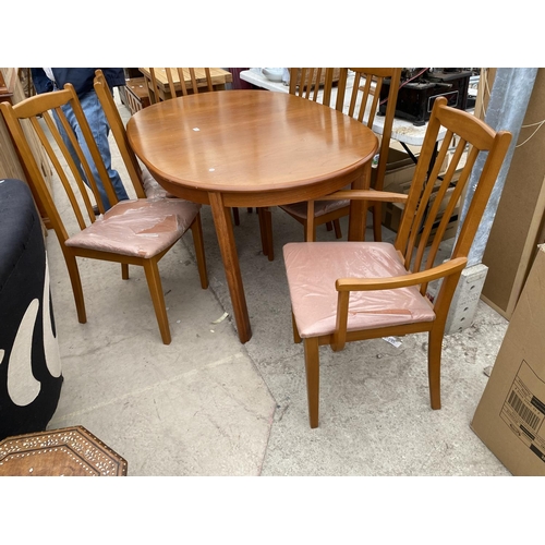 2821 - A 'MORRIS OF GLASGOW' RETRO TEAK EXTENDING DINING TABLE, 56