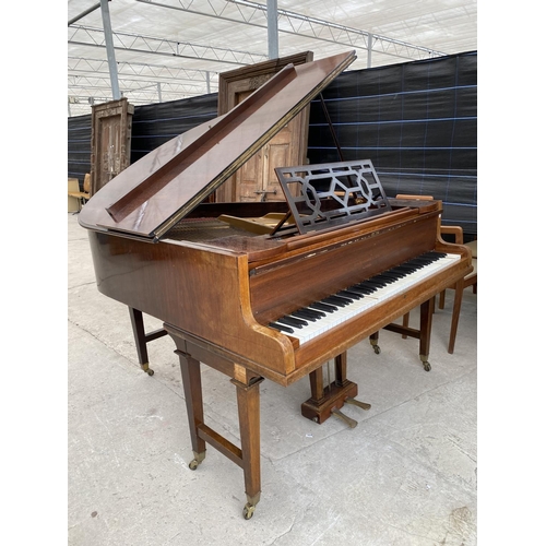 2846 - A JOHN BROADWOOD & SONS BOUDOIR GRAND PIANO (NO.52856) ON SIX TAPERING LEGS, WITH BRASS FITTINGS AND... 