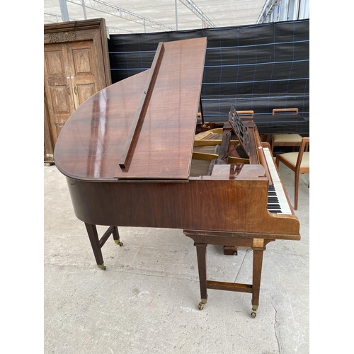 2846 - A JOHN BROADWOOD & SONS BOUDOIR GRAND PIANO (NO.52856) ON SIX TAPERING LEGS, WITH BRASS FITTINGS AND... 