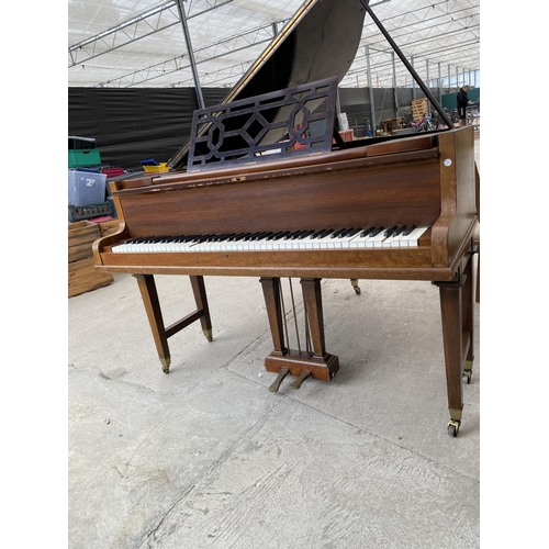 2846 - A JOHN BROADWOOD & SONS BOUDOIR GRAND PIANO (NO.52856) ON SIX TAPERING LEGS, WITH BRASS FITTINGS AND... 