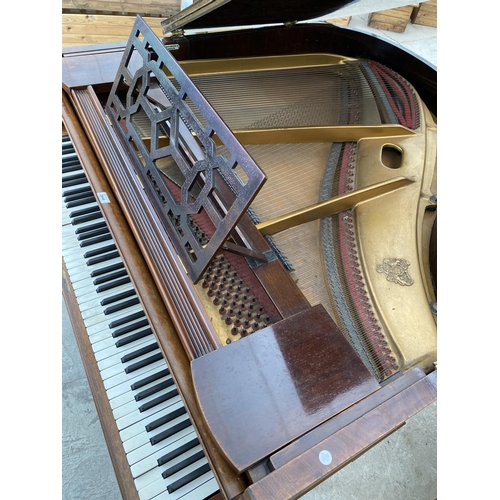 2846 - A JOHN BROADWOOD & SONS BOUDOIR GRAND PIANO (NO.52856) ON SIX TAPERING LEGS, WITH BRASS FITTINGS AND... 