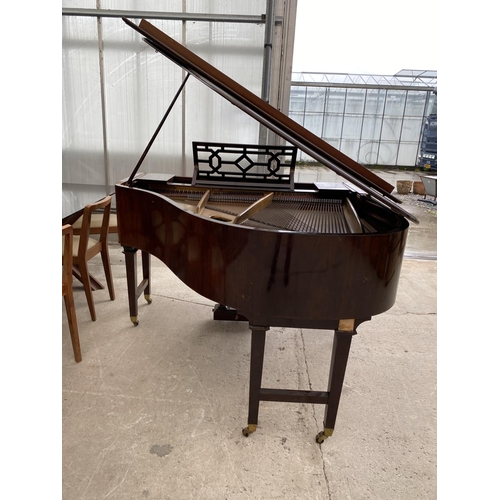 2846 - A JOHN BROADWOOD & SONS BOUDOIR GRAND PIANO (NO.52856) ON SIX TAPERING LEGS, WITH BRASS FITTINGS AND... 