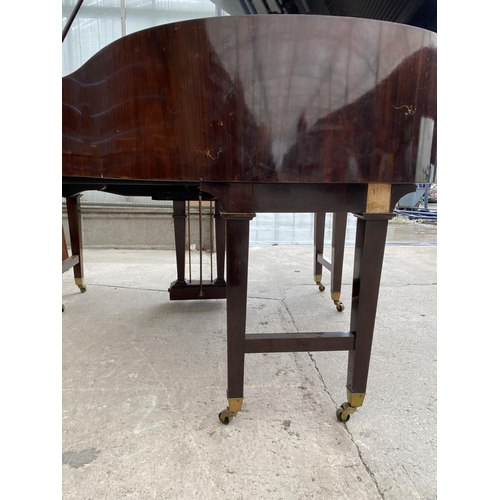 2846 - A JOHN BROADWOOD & SONS BOUDOIR GRAND PIANO (NO.52856) ON SIX TAPERING LEGS, WITH BRASS FITTINGS AND... 