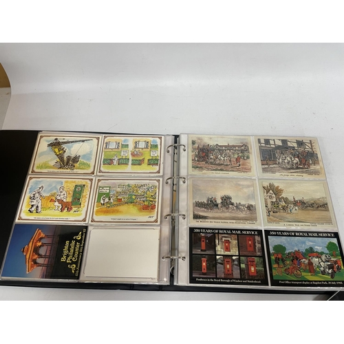 86 - APPROXIMATELY 178 POSTCARDS RELATING TO POSTAL HISTORY AND POST OFFICE REGIONAL CARDS IN A FOLDER