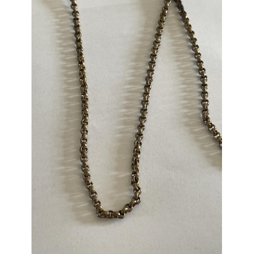 528 - A YELLOW METAL MUFF CHAIN