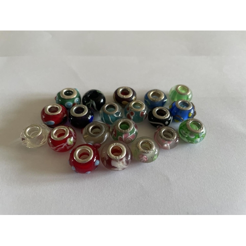 534 - TWENTY SILVER RIMMED MURANO GLASS BEADS