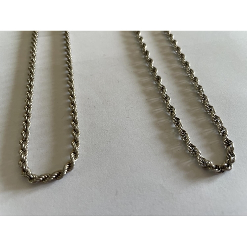 547 - TWO SILVER ROPE NECKLACES