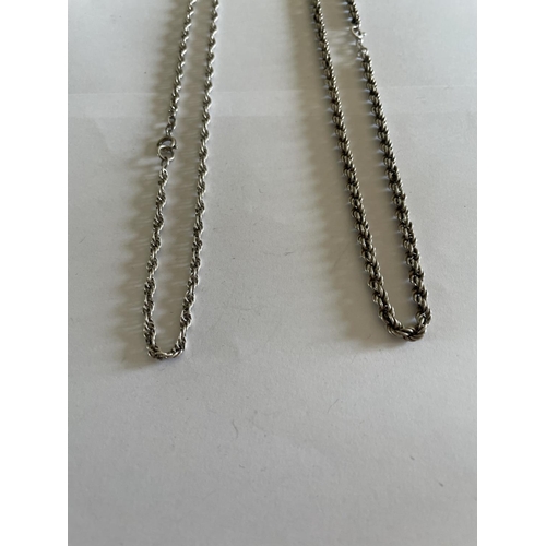 552 - TWO SILVER ROPE NCKLACES LENGTH 18 INCHES