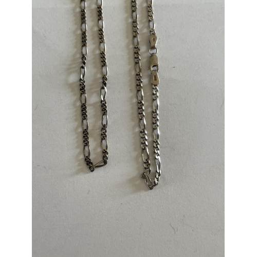 558 - TWO SILVER FIGARO NECKLACES LENGTH 18 INCHES