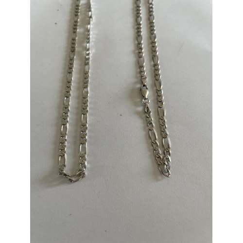 561 - TWO SILVER FIGARO NECKLACES LENGTH 18 INCHES