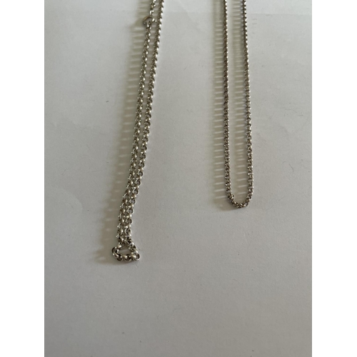 571 - TWO SILVER BELCHER CHAIN NECKLACES