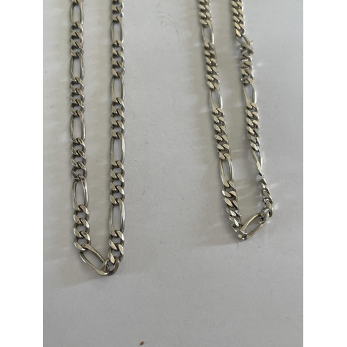 577 - TWO SILVER FIGARO NECKLACES