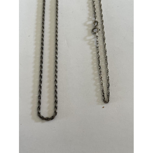 578 - TWO SILVER ROPE NECKLACES