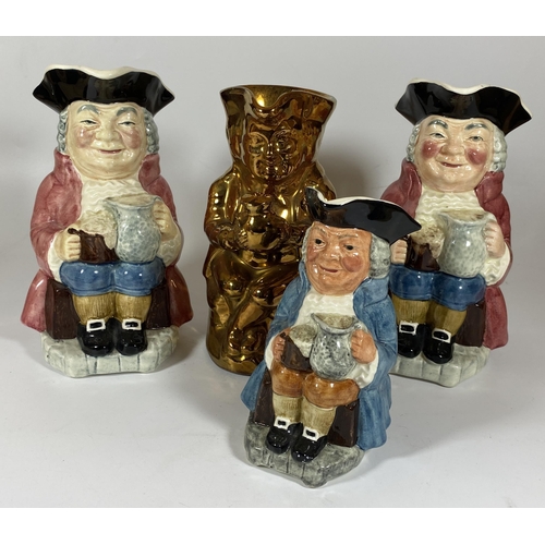 103 - A GROUP OF FOUR VINTAGE TOBY JUGS TO INCLUDE A PAIR OF SYLVAC EXAMPLES