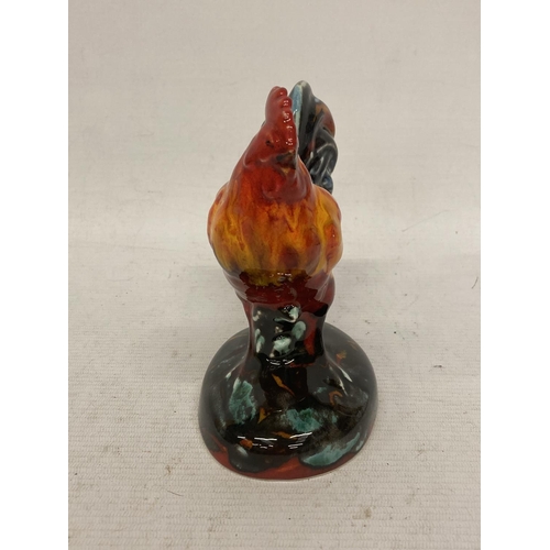 723 - AN ANITA HARRIS HAND PAINTED AND SIGNED IN GOLD FIGURE OF A COCKEREL