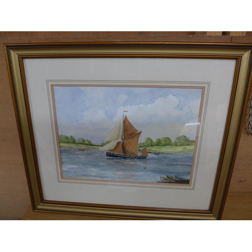 359 - A PAUL MANN (BRITISH 20TH CENTURY) 'IN FULL SAIL' WATERCOLOUR, SIGNED, 26CM X 36CM, SIGNED VERSO, FR... 