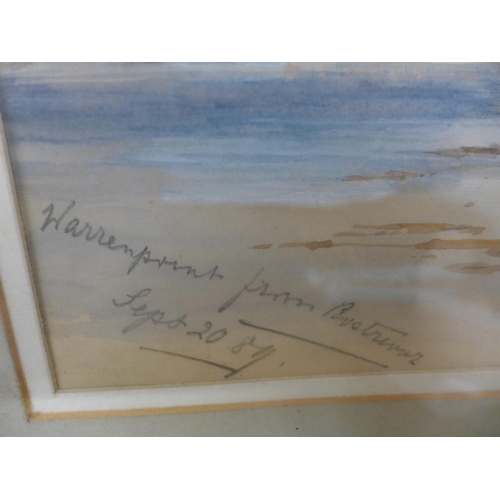 376 - A. MOORE-GARRETT (BRITISH 20TH CENTURY) 'WARRENPOINT FROM ROSTREVOR' WATERCOLOUR, INSCRIBED DATED 89... 