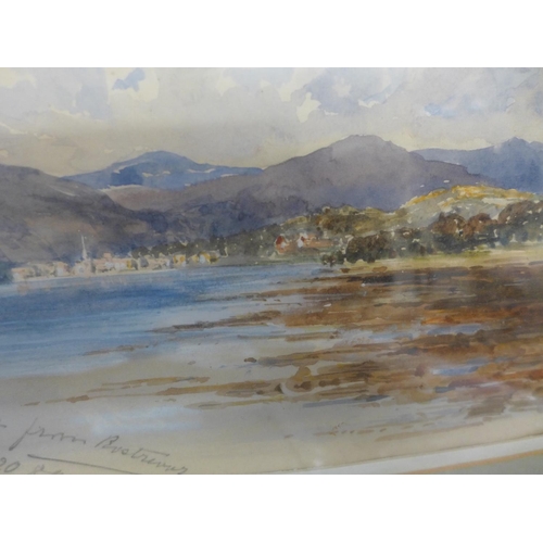 376 - A. MOORE-GARRETT (BRITISH 20TH CENTURY) 'WARRENPOINT FROM ROSTREVOR' WATERCOLOUR, INSCRIBED DATED 89... 