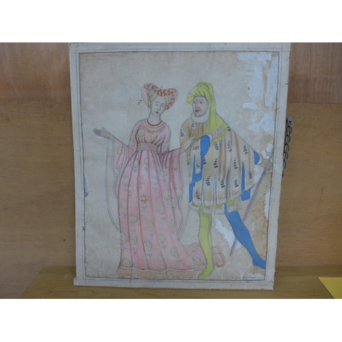 379 - PHYLLIS EMMERSON (BRITISH 20TH CENTURY) TWO MEDIEVAL FIGURES, WATERCOLOUR, SIGNED AND DATED 1927, 63... 