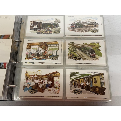 98 - APPROXIMATELY 365 POSTCARDS RELATING TO TRAINS TO INCLUDE RAILWAY POSTERS AND ADVERTISING, EARLY TRA... 