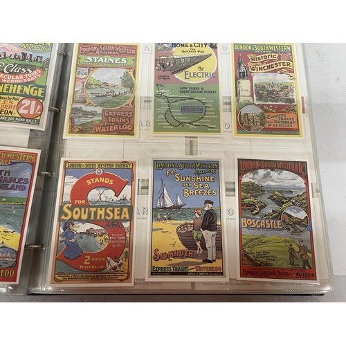 98 - APPROXIMATELY 365 POSTCARDS RELATING TO TRAINS TO INCLUDE RAILWAY POSTERS AND ADVERTISING, EARLY TRA... 