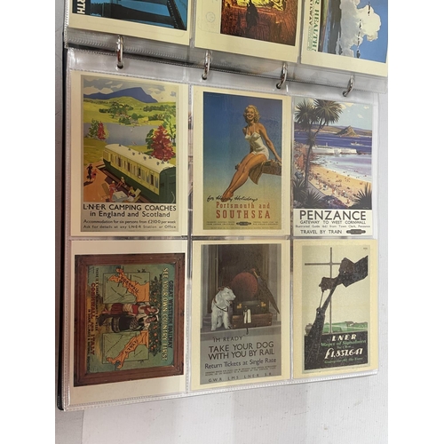 98 - APPROXIMATELY 365 POSTCARDS RELATING TO TRAINS TO INCLUDE RAILWAY POSTERS AND ADVERTISING, EARLY TRA... 