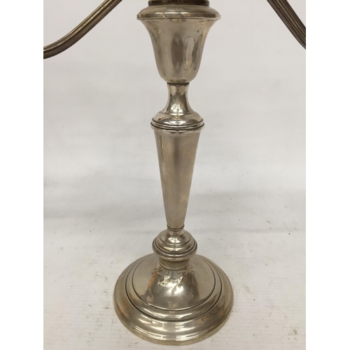 1 - A PAIR OF GORHAM STERLING THREE BRANCH CANDLEABRA, (WEIGHTED & REINFORCED WITH OTHER METALS)