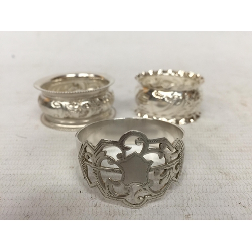 2 - A COLLECTION OF EIGHT ASSORTED HALLMARKED SILVER NAPKIN RINGS