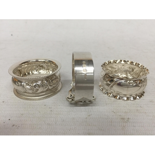 2 - A COLLECTION OF EIGHT ASSORTED HALLMARKED SILVER NAPKIN RINGS