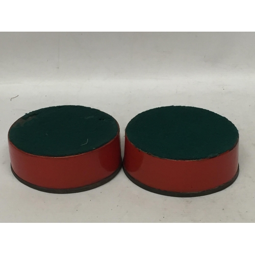 30 - A PAIR OF GEORGIAN RED LACQUERED WINE COASTERS