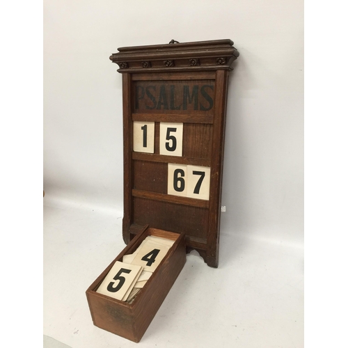 39 - A VINTAGE OAK PSALMS NUMBER RACK