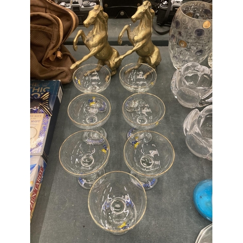 202 - SEVEN VINTAGE BABYCHAM GLASSES